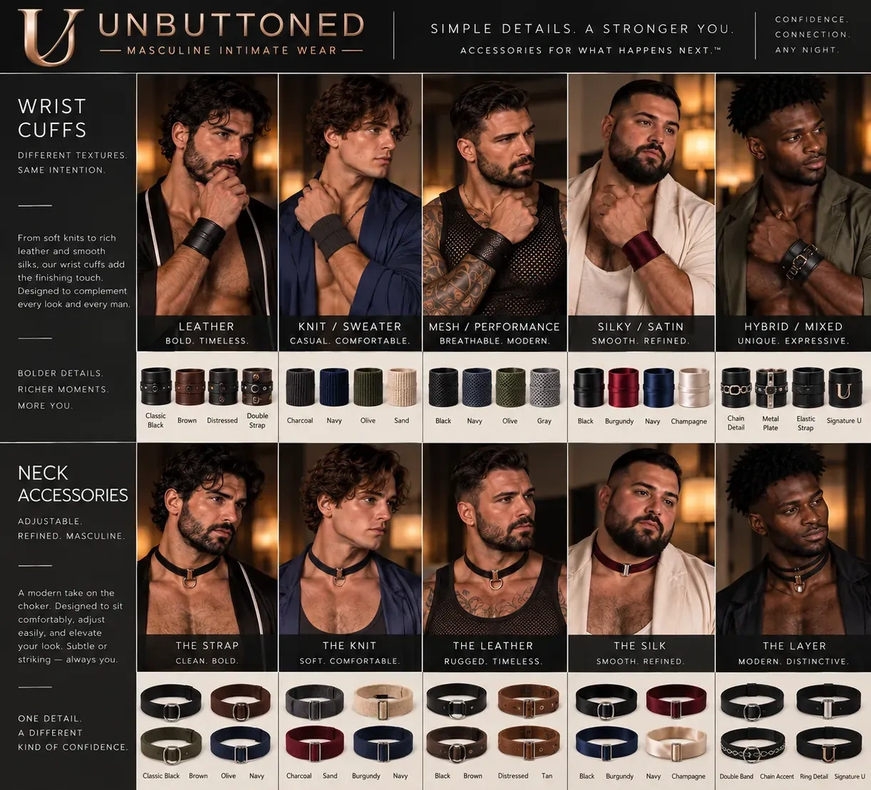 Wrist cuff and adjustable neck accessory catalog